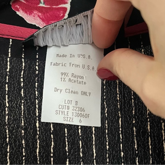 Vintage black floral striped blouse 6 - Picture 13 of 14